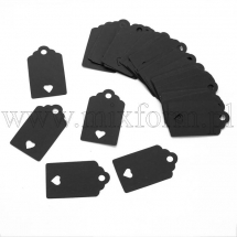 Zawieszki, Etykiety Papierowe do Prezentów, Rysunek Serce, Czarny, 50x30x0.4mm, 100szt (13WB28900)