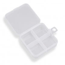 Контейнер для Намистин, Пластик, Безбарвний, Квадрат, Розмір: 7.3х6.9х2.4см, 4 відсіки, 3.2х3см, (13WB29041)