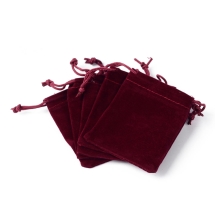 Woreczek Podarunkowy, Welurowy z Wiązaniami, Ciemnoczerwony, 15x10cm, 5szt (13WB29630)