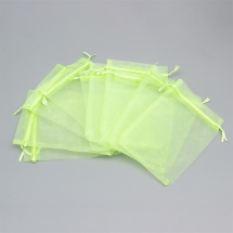 Woreczek Podarunkowy z Organzy, Przezroczysty, z Wiązaniami, Jasnozielony, 15x10cm, 10szt (13WB29712)