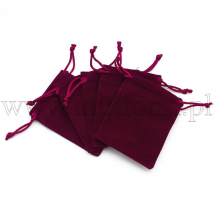 Woreczek Prezentowy Welurowe z Wiązaniami, Ciemnoczerwony, 9x7cm, 5szt (13WB29773)