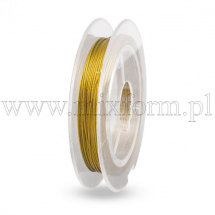 Linka Jubilerska Stalowa, do Rękodzieła i Biżuterii, Powłoka Nylonowa, Złoty, 0.38mm, około 10m/szpula (14WB5506)