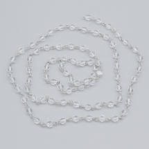 Łańcuszek Handmade Żelazo i Koraliki Szkło, do Tworzenia Biżuterii, Platyna/Bezbarwny, 13x7mm, 1m/nić, (13WB29173)