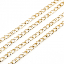 Łańcuszek Aluminiowy, Splot Skręcany, Niespawany, Ogniwo 7x4x1mm, Jasnozłoty, Długość 5m (13WB29184)