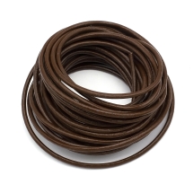 Sznurek Naturalna Skóra Wołowa, ddo Robienia Bransoletek i Biżuterii, Okrągły, Brązowy, 2.5mm, 5m (13WB29189)