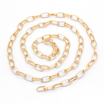 Łańcuszek Aluminiowy, Splot Skręcany, Niespawany, Ogniwo Duze, Jasny Złoty, Ogniwo: 15.5x8x1mm, 2m (13WB29186)