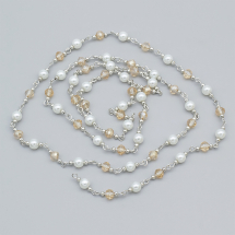 Łańcuszek Handmade, Żelazo i Szklo Koraliki, do Tworzenia Biżuterii, Platyna/Brzoskwiniowy, 18x6mm, 1m/nic, (13WB29187)