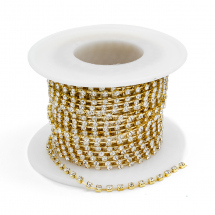 Taśma Łańcuszek Ozdobny z Cyrkoniami, Niepowlekany/Kryształ, 2mm, 9m/szpula, (13WB29214)