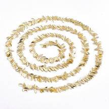 Łańcuszek z Zawieszkami Liście, Handmade, Mosiądz, Lutowany, Pozłacany 18K, 5x0.7mm, Liść 9x3.7mm, 1m (13WB29224)