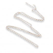 Łańcuszek Handmade z Koralikami, Mosiądz, Perła Plastik ABS, Lutowany, Pozłacany 18K/Biały, 3x2.6mm, 1m (13WB29231)