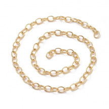 Łańcuch Mosiądz, Splot Kotwica, Płaski, Lutowany, Powłoka Trwała, Pozłacany 18K, Ogniwo: 8x6x1.1mm, 1m (13WB29270)