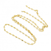Łańcuszek Mosiądz, Serce, Powłoka Trwala, Lutowana, Pozłacany 18K, 8.5x4.5x2.5mm, 1m (13WB29286)