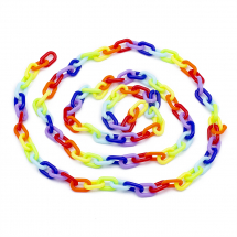 Łańcuszek Akrylowy, Ręcznie Robiony, Nieprzejrzysty, Kolorowy, 15x9x3mm, 1m/nić, (13WB29292)