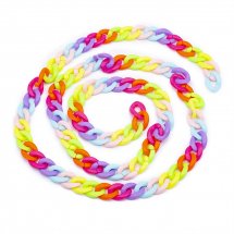 Ланцюг Акриловий Ручної Роботи, Непрозорий, Колір: Різнокольоровий, Ланка: 19х13.5х4мм, 1м/нитка, (13WB29294)