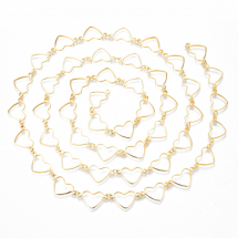 Ланцюг Латунний, Серце, Паяний, Стійке Покриття, Колір: Світле Золото, Розмір: Серце 20х12х1мм, Ланка: 3.5х3х0.4мм, (13WB29304)