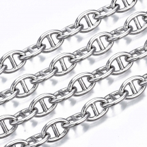 Łańcuszek Mosiądz, Ogniwo Mariner, Lutowana, Platyna, 10x6.6x1.4mm, 1m (13WB29312)