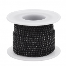 Taśma Łańcuszek Ozdobny z Cyrkoniami SS12, Trwała Powłoka, Jet (Czarne), 3mm, 9m/szpula, (13WB29317)