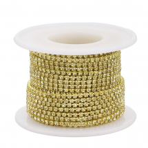 Taśma Łańcuszek Ozdobny z Cyrkoniami SS12, Trwała Powłoka, Cytryn, 3mm, 9m/szpula, (13WB29319)