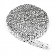 Ozdobna Taśmą z Cyrkoniami na Plastikowej Siatce, Srebrny, 15x1mm, około 9m (13WB29379)