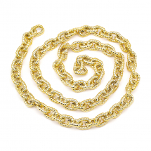 Łańcuch Plastikowy CCB, Ręcznie Robiony, Splot Kotwiczny, Kolor: Złoty, Ogniwo: 19x14x4mm, 1m/nic (13WB29391)