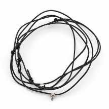 Основа для Намист, Натуральна Шкіра, Намисто Нержавіюча сталь, Чорний, Довжина 50-75см, Ширина 1-5мм, Намистини 9х5х6мм, Отвір 2мм, (13WB29407)