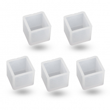 Forma Silikonowa, Kostka, Mold doTworzenia Biżuterii, Biała, 25x25x23mm, Średnica wewnętrzna 20x20mm, 5szt (13WB29755)