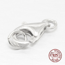 Srebro 925 Zapięcie Karabińczyk-Lobster z Kółkiem, do Rękodzieła i Biżuterii, 13x8x3mm, Otwór 3-4mm, 1szt (13WB25123)