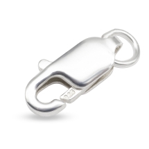 Srebro 925, Zapięcie Karabinek Lobster z Kółkiem, do Rękodzieła i Biżuterii, 14mm, Otwór 2mm, 1szt (13WB21577)