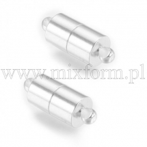 Zapięcie Magnetyczne, Mosiądz, do Rękodzieła i Biżuterii, Kolumna, Srebrny, 16x6mm, Otwór 1.5mm, 2szt (13WB17453)