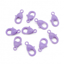 Застібка Карабін-Лобстер, Пластик, Серце, Колір: Бузковий, Розмір: 22.5х13х6.5мм, Отвір 3мм, (13WB28929)