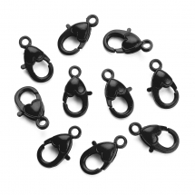 Zapięcie Karabinek-Lobster, Plastik, Serce, Czarny, 22.5x13x6.5mm, Otwór 3mm, 10szt (13WB28930)
