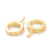 Srebro 925 Wkręcany Bail Kółko, Uchwyty Sztyfty do Zawieszek i Wisiorków, Pozłacane 18K, 9x6mm, 2szt (13WB32371)
