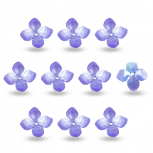 Czapeczki do Koralików, Żywica, Kwiat, 4 płatki, Niebiesko-Szary, 14x14x6mm, Otwór: 1.2mm, 10 szt (13WB28941)