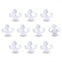 Шапочки для Намистин Смола, Квітка, 4 пелюсток, Біла, 14х14х6мм, Отвір 1.2мм, (13WB28942)