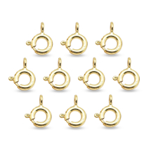 Srebro 925 Zapięcie Kółko Sprężynowe, do Rękodzieła i Biżuterii, Pozłacane 18K, 7x6x1mm, 10szt (13WB32441)