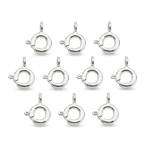 Srebro 925 Zapięcie Kółko Sprężynowe, do Rękodzieła i Biżuterii, Powłoka Rodowana, 7x6x1mm, 10szt (13WB32442)