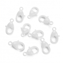 Zapięcie Karabinek-Lobster, Plastikowy, Serce, Biały, 22.5x13x6.5mm, Otwór 3mm, 10szt/opakowanie (13WB28995)