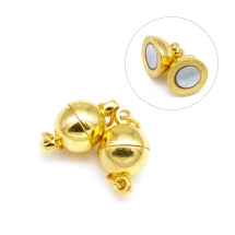 Застібка Магнітна Латунна Кругла з Кільцями, Золото, 14х8мм, Отвір 2мм, (13WB29003)