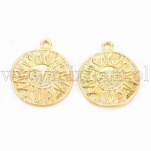 Zawieszka, Wisiorek Mosiądz, do Rękodzieła i Biżuterii, Pozłacany 18K, 17x14.5x1mm, Otwór 1.4mm, 2szt (13WB29059)