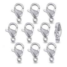 Zapięcie Karabińczyk-Lobster, Polerowana Stal Nierdzewna, Klasa A, 9x5.5x3mm, Otwor 1mm, 10szt (13WB29119)