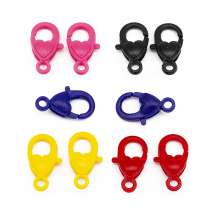 Zestaw Zapięcie Karabińczyk-Lobster, Plastik, Serce, 22.5x13x6.5mm, 10szt/5 kolorów, (13WB29124)