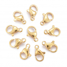 Zapięcie Karabińczyk-Lobster, Stal Nierdzewna, do Rękodzieła i Biżuterii, Pozłacane 24K, 10x6x3mm, 10szt (13WB29361)
