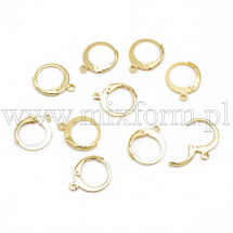 Bigle Koła, Stal Nierdzewna, Zapięcie Angielskie, Pozłacane 24K, 14.5x12x2mm, Pin 1x0.8mm, 10szt (13WB29371)