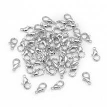 Застібка Карабін-Лобстер, Сплав, Колір: Платина, 10х6мм, Отвір 1мм, (13WB29396)