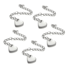 Łańcuszek Przedłużający z Zawieszką Serce, Stal Nierdzewna, 60mm, Zawieszka 9x10x1.5mm, 5szt (13WB29402)