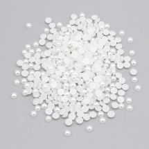 Kaboszony Perłowe, z Plastiku ABS, Półokrągłe, Białe, 6mm, Grubość 3mm, około 400szt/25g (13WB29418)