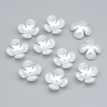 Nakładki na Koraliki, Plastik, Perełki ABS, Kwiatek, 4-płatkowe, Białe, 24x24x11mm, 10szt/opakowanie (13WB29422)