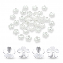 Nakładki na Koraliki, Plastik, Perełki ABS, Kwiatek, 5 -Płatkowe, Kremowy Biały, 15x15x4mm, 50szt/opakowanie (13WB29437)