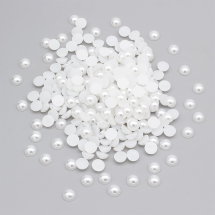 Kaboszony Perłowe, z Plastiku ABS, Półokrągłe, 7mm, Grubość 3.5mm, Białe, około 280szt/25g (13WB29481)