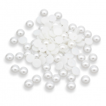 Kaboszony Perłowe, z Plastiku ABS, Półokrągłe, Białe, 10mm, Grubość 5mm, około 105szt/25g (13WB29485)